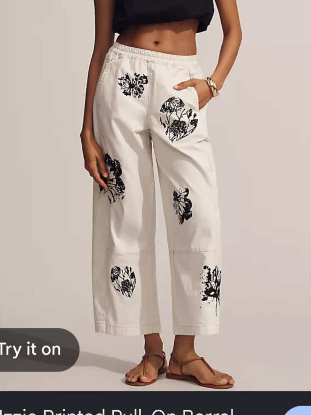 new anthropologie pilcro izzie pull on embroidered barrel pants xl